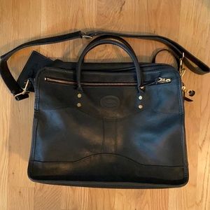 JW Hulme Company black leather overnight briefcase